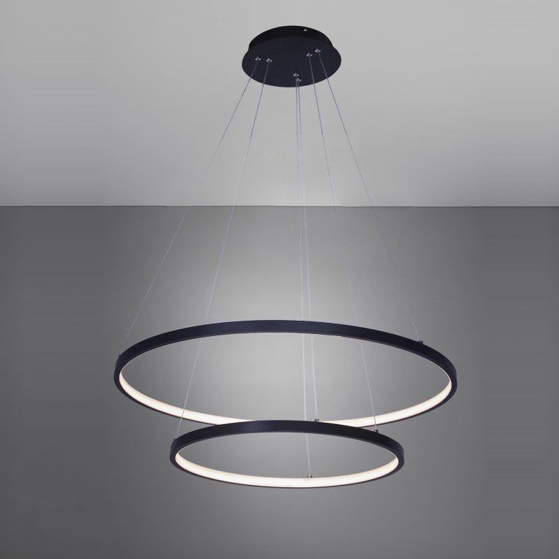 Modern Simple Pendant Light Aluminum Double Ring Hanging Light