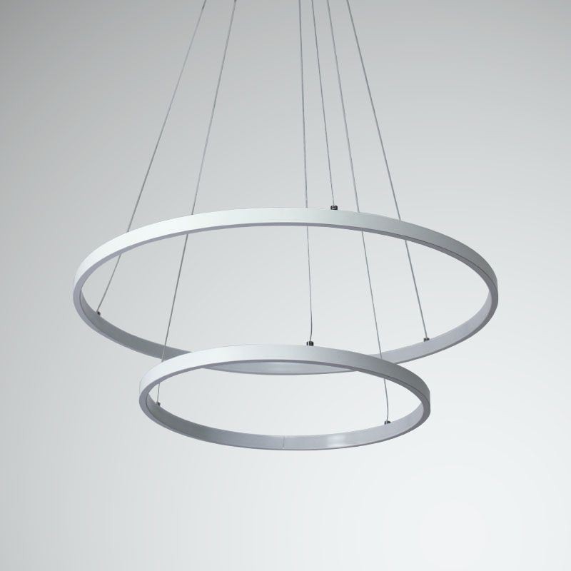 Modern Simple Pendant Light Aluminum Double Ring Hanging Light
