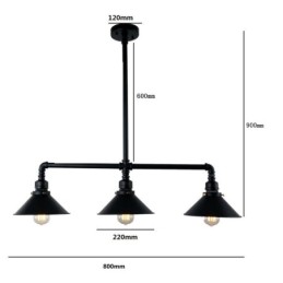 3 Light Retro Industrial Vintage Water Pipe Pendant Light Chandelier Country Rustic Style