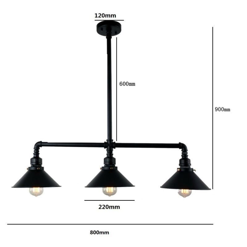 3 Light Retro Industrial Vintage Water Pipe Pendant Light Chandelier Country Rustic Style