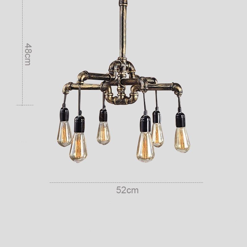 6 Light Retro Industrial Vintage Water Pipe Pendant Light Chandelier Country Rustic Style