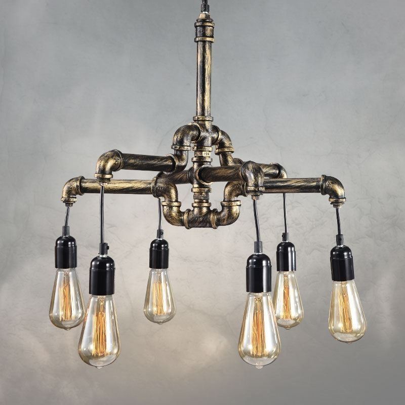 6 Light Retro Industrial Vintage Water Pipe Pendant Light Chandelier Country Rustic Style
