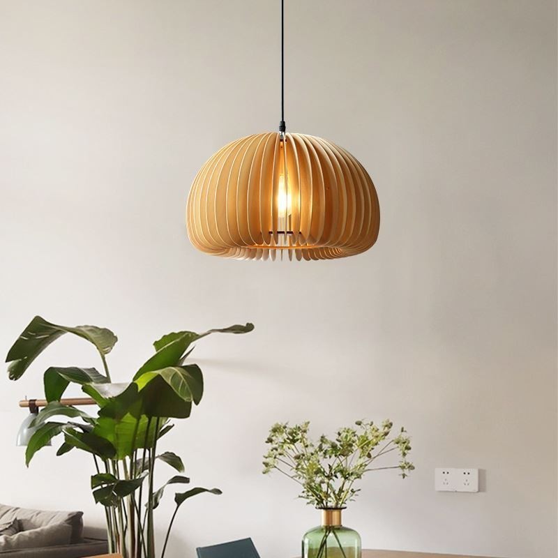 Retro Style Pendant Light Basswood Pumpkin Pendant Lamp