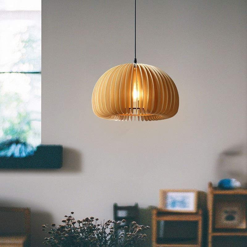 Retro Style Pendant Light Basswood Pumpkin Pendant Lamp