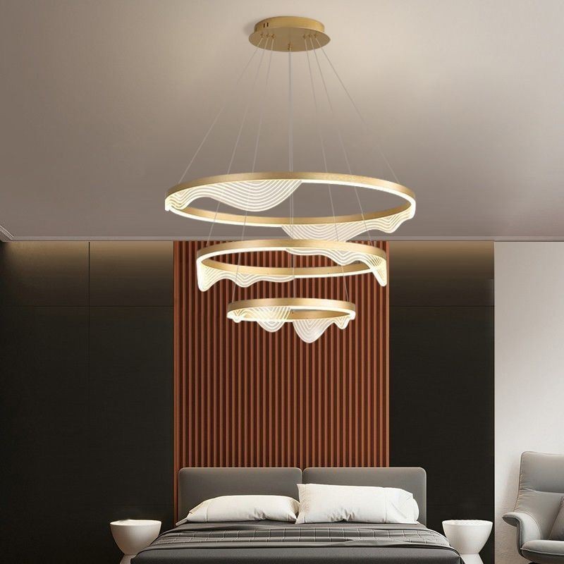 Pendant Light Golden Wave Ripple Hanging Light 3 Light