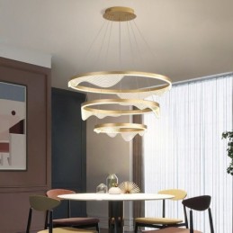 Pendant Light Golden Wave Ripple Hanging Light 3 Light