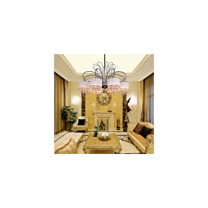 Modern Contemporary Crystal Chrome Metal Chandelier