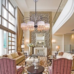 Modern Contemporary Crystal Chrome Metal Chandelier