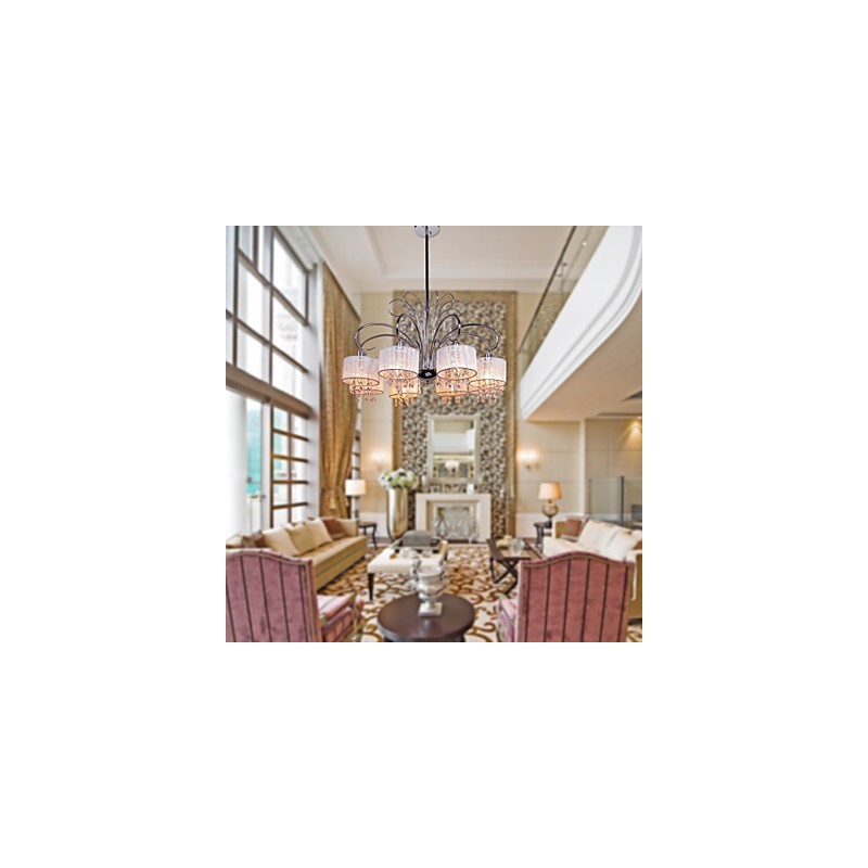 Modern Contemporary Crystal Chrome Metal Chandelier