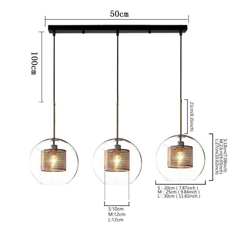 Minimalist Glass Cluster Pendant Light 3 Light Ceiling Light Island