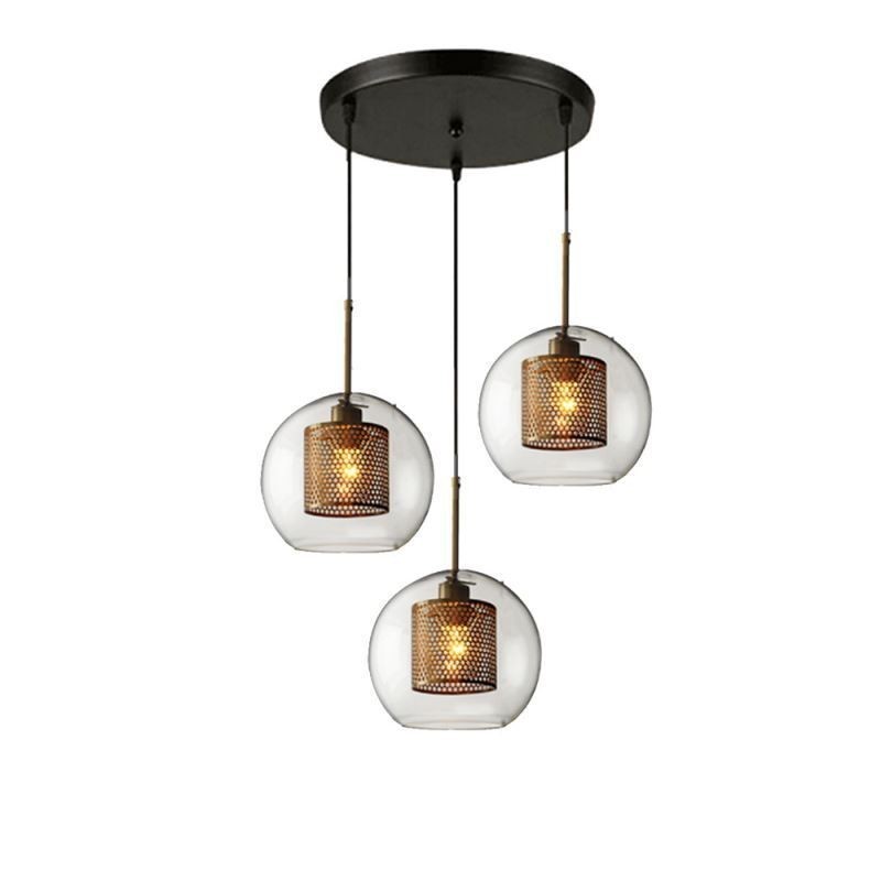 Minimalist Glass Cluster Pendant Light 3 Light Ceiling Light Island