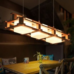 Creative 3 Lights Oak Pendant Lamp Decorative Wood Ceiling Light Cafe