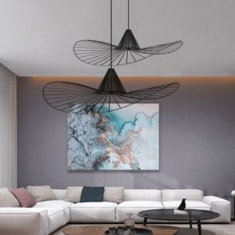 Iron Pendant Light Simple Straw Hat Lamp 1 Light