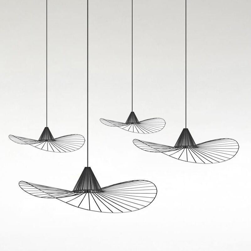 Iron Pendant Light Simple Straw Hat Lamp 1 Light