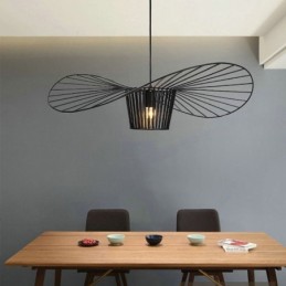 Iron Pendant Light Straw Hat Lamp 1 Light