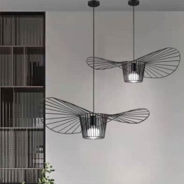 Iron Pendant Light Straw Hat Lamp 1 Light