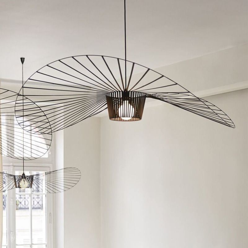Iron Pendant Light Straw Hat Lamp 1 Light