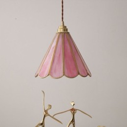 Japanese Style Glass Pendant Light Retro Petal Light Fixture