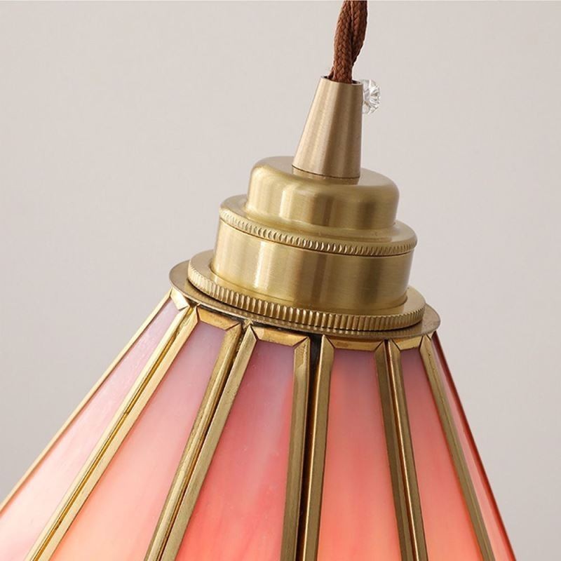 Japanese Style Glass Pendant Light Retro Petal Light Fixture