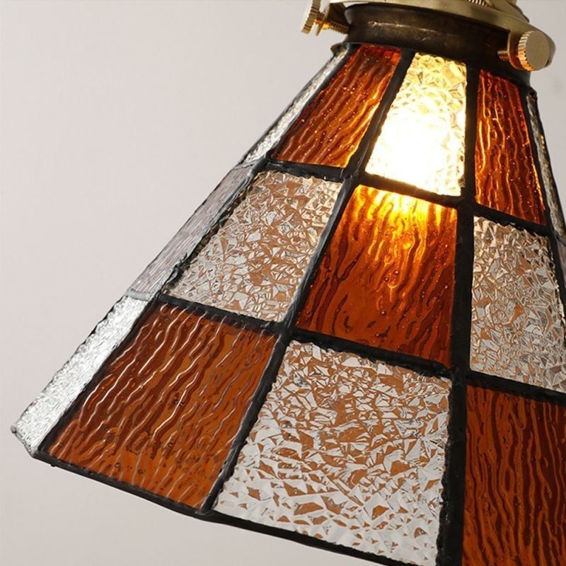 Retro Lattice Glass Pendant Lamp Japanese Style Lighting