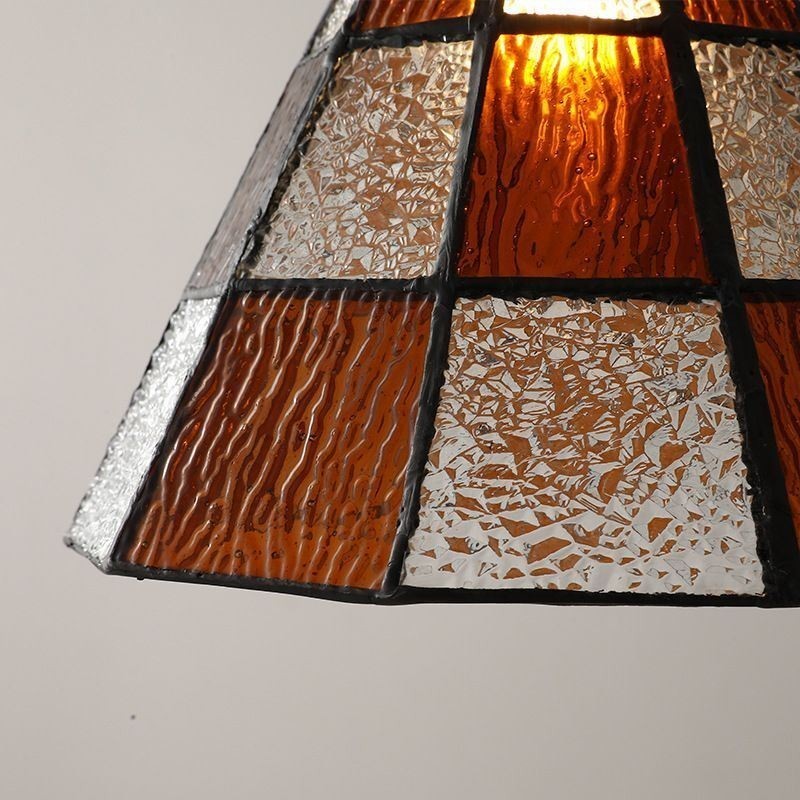 Retro Lattice Glass Pendant Lamp Japanese Style Lighting