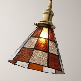 Retro Lattice Glass Pendant Lamp Japanese Style Lighting