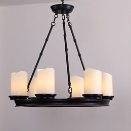 Vintage Chandelier 6 Lights Steel and Glass