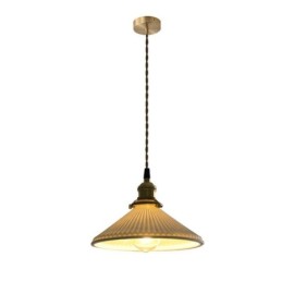 Japanese Style Ceramics Pendant Light Retro Pleated Pendant Lamp