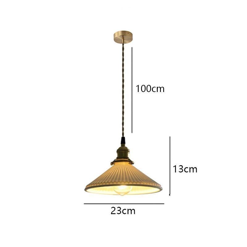 Japanese Style Ceramics Pendant Light Retro Pleated Pendant Lamp