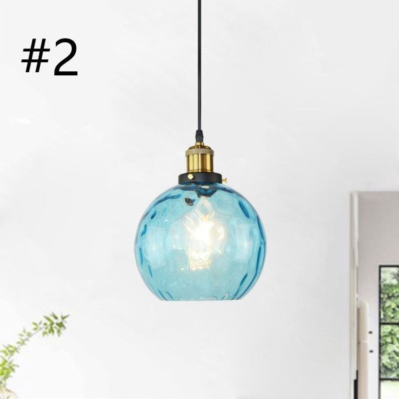 Contemporary Glass Pendant Light Round Water Pattern Glass Pendant Lamp