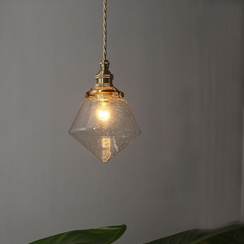 1 Light Diamond Glass Pendant Light Bubble Glass Light Fixture
