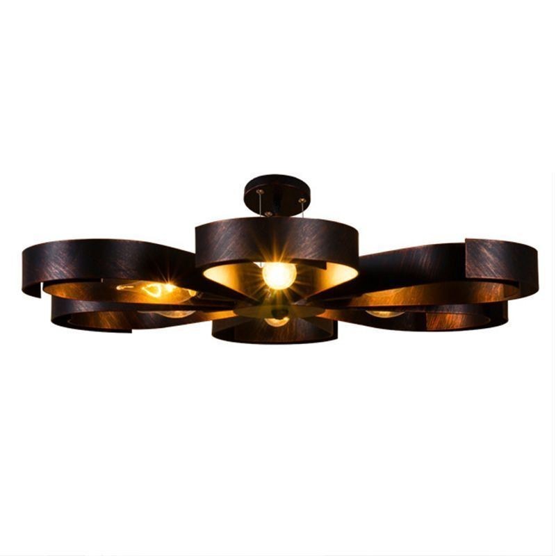 Modern Vintage Ceiling Light Iron Flower Shaped Pendant Light