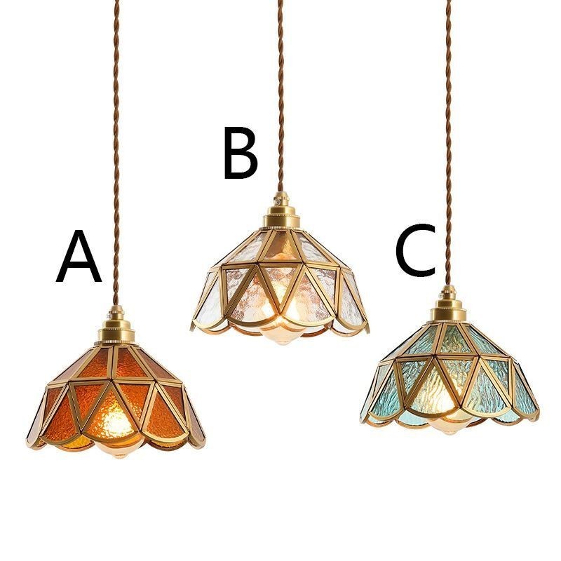 Retro Glass Pendant Light Japanese Style Glass Ceiling Light