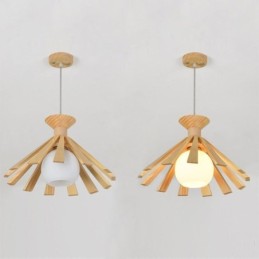 Simple Style Wood Pendant Light Fixture