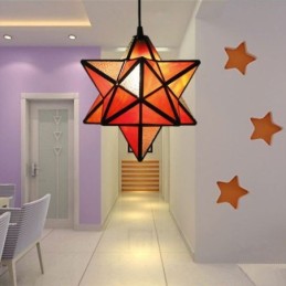 European Stained Glass Pendant Light Creative Star Pendant Lamp