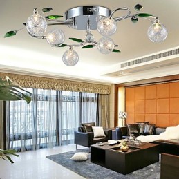 Chandelier 6 Light Country Aluminum Glass Chrome