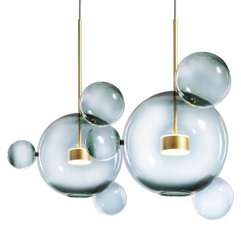 Pendant Light Glass Bubble Ceiling Light Gradient Green Lamp