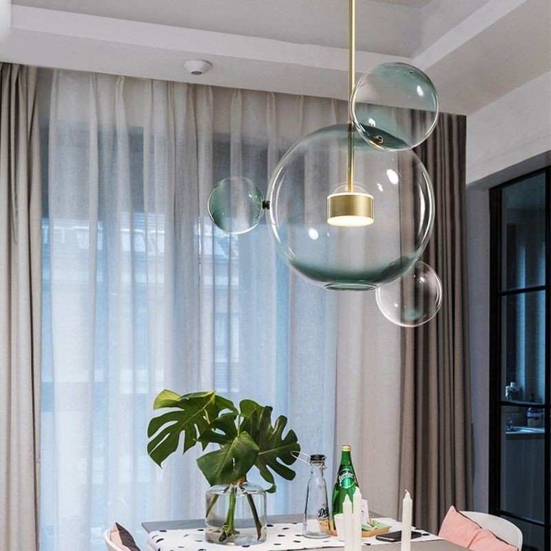 Pendant Light Glass Bubble Ceiling Light Gradient Green Lamp