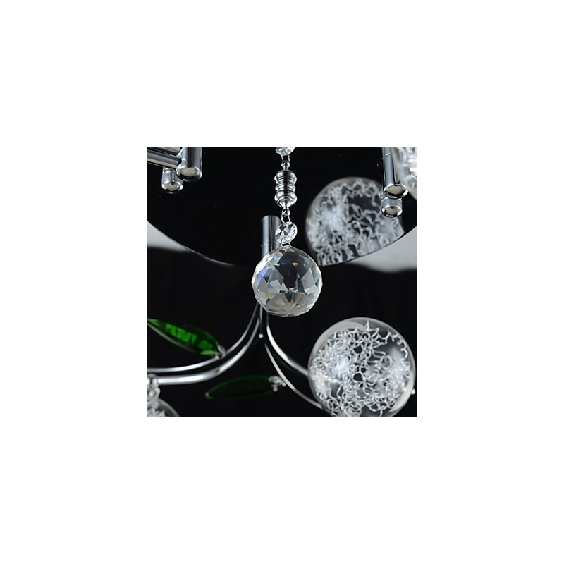 Chandelier 6 Light Country Aluminum Glass Chrome