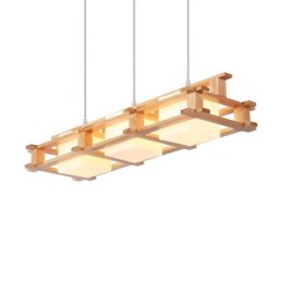 Creative 3 Lights Oak Pendant Lamp Decorative Wood Ceiling Light Cafe