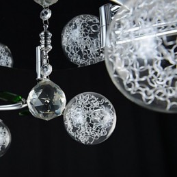 Chandelier 6 Light Country Aluminum Glass Chrome