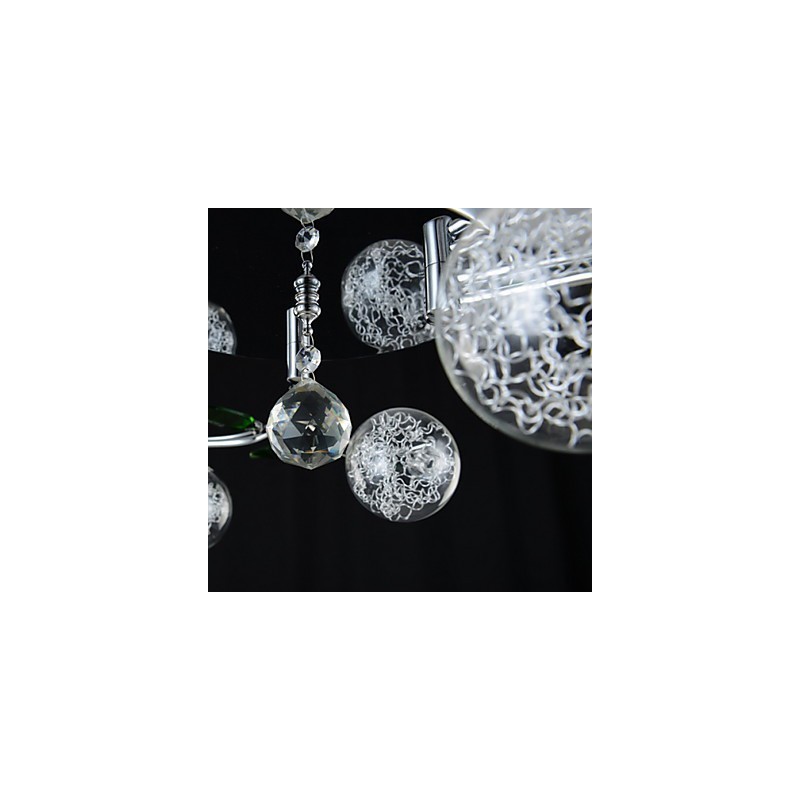 Chandelier 6 Light Country Aluminum Glass Chrome