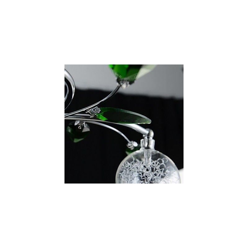 Chandelier 6 Light Country Aluminum Glass Chrome