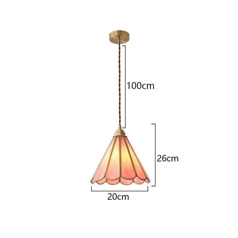 Japanese Style Glass Pendant Light Retro Petal Light Fixture
