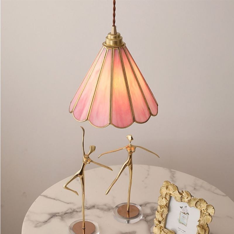 Japanese Style Glass Pendant Light Retro Petal Light Fixture