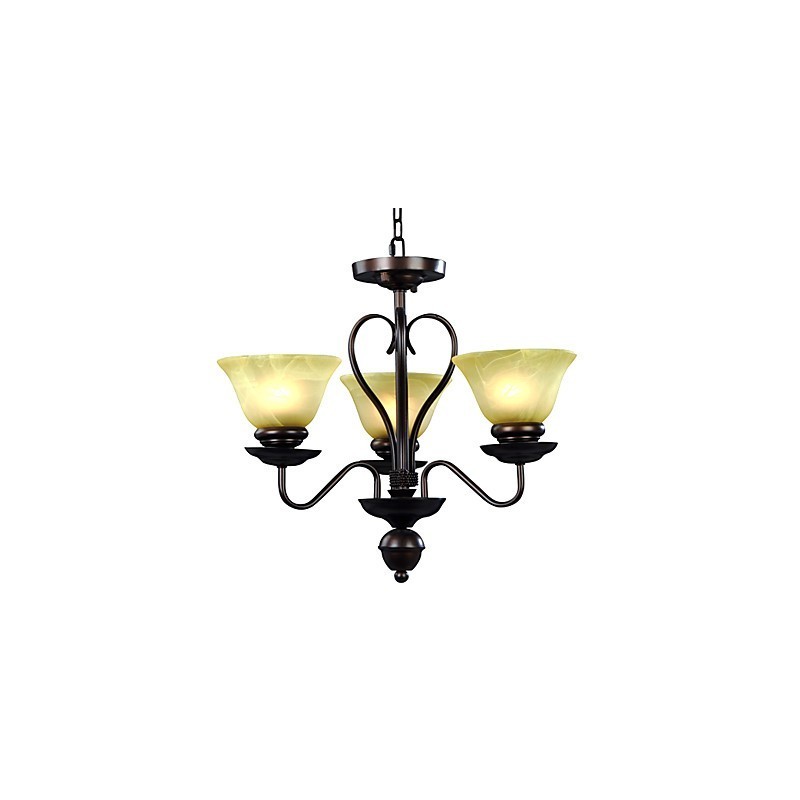 3 light Glass Chandelier