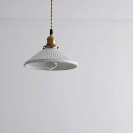 Japanese Style Ceramics Pendant Light Retro Pleated Pendant Lamp