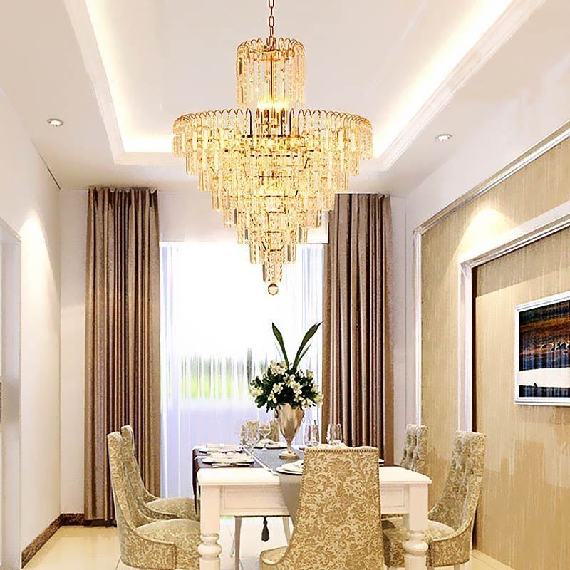 Modern Elegant Crystal Pendant Light Conical Chandelier