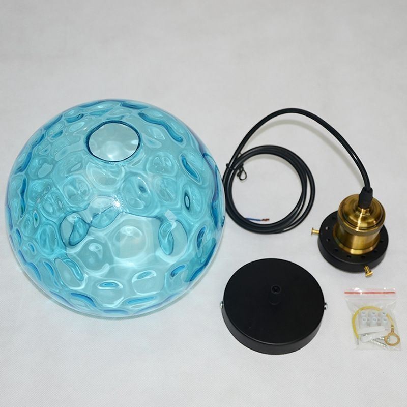 Contemporary Glass Pendant Light Round Water Pattern Glass Pendant Lamp