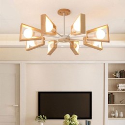 Modern Fan Shaped Chandelier Elegant Wood Pendant Light